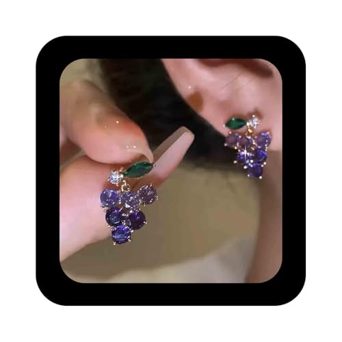 Cimenexe Bohemio De Cristal De Uva Pendientes Colgantes Espumosos Púrpura Uva Gota Pendientes Amatista Cz Fruta Uvas Pendiente Lindo Pendiente De La Fruta De La Joyería Para Las Mujeres