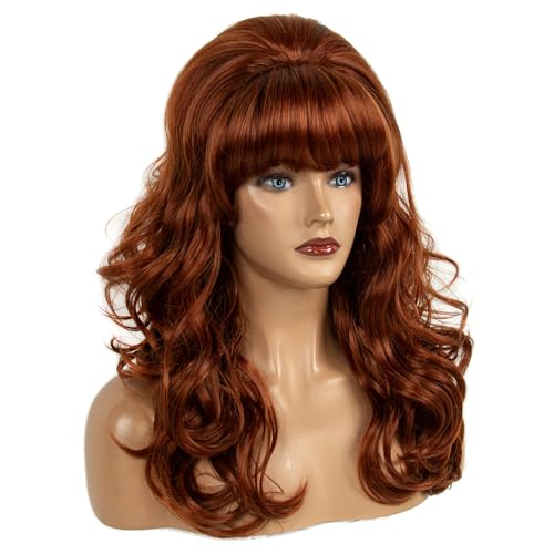 Image of H&Bwig 60s Retro Beehive Wigs for Women 70s Classic Style Cosplay Wig (Auburn Copper)