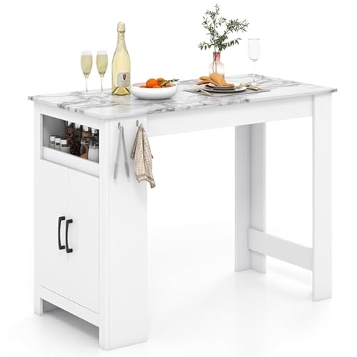 NAFORT Faux Marble Bar Table, Modern Breakfast Nook Table with