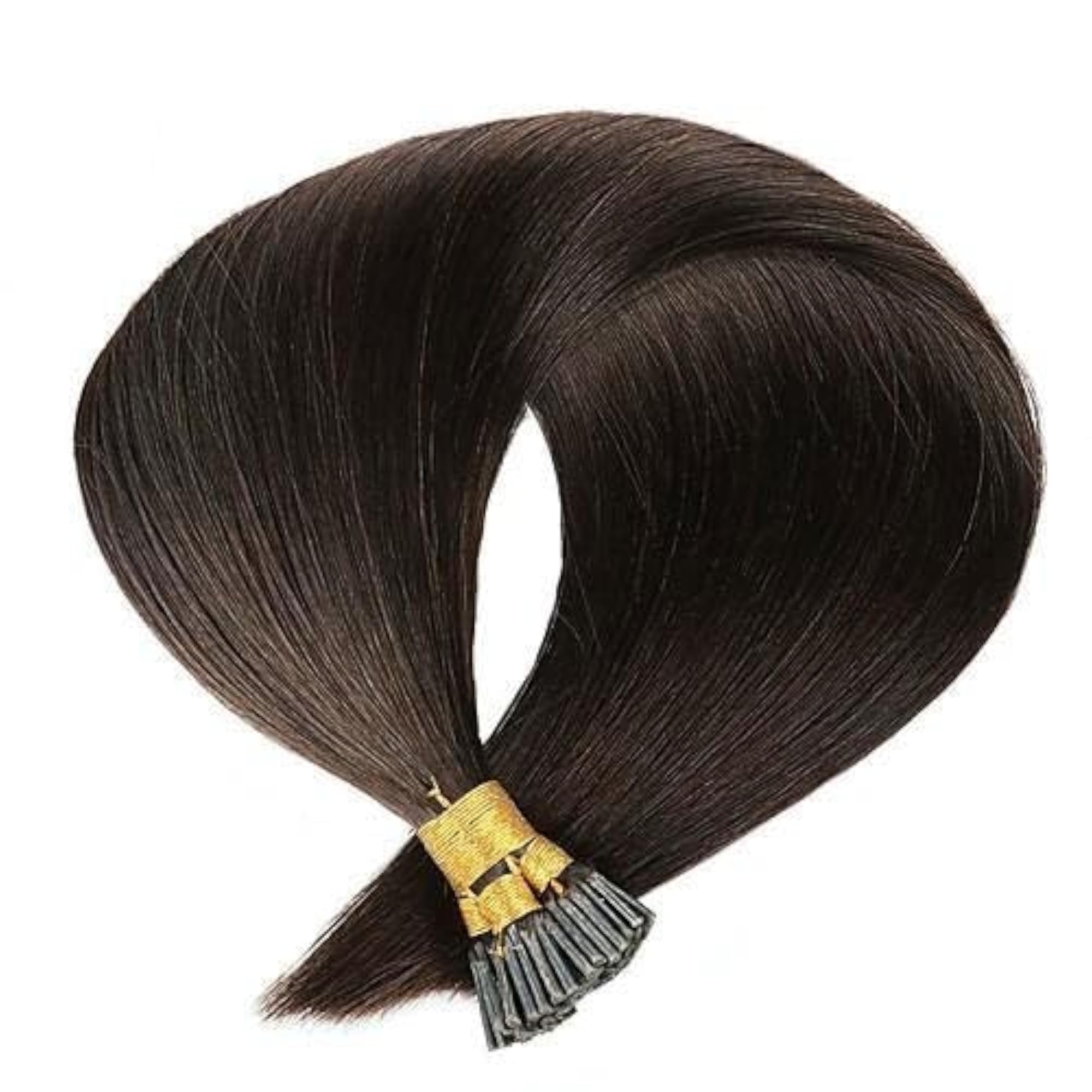 28 Inch Premium I-Tip Human Hair Extensions, Natural Brown