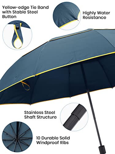 Kalolary Extra Large Golf Umbrella Folding Umbrella Rainproof Compact Umbrella Oversize Double Canopy Vented Waterproof Stick Travel Umbrellas For Women & Men Home Use (Blue) #TOP2