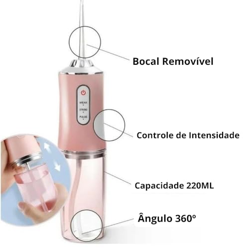 Irrigador Oral Dental Portátil a Jato de Água, Ideal para Aparelho Ortodôntico e Próteses, Higieniza