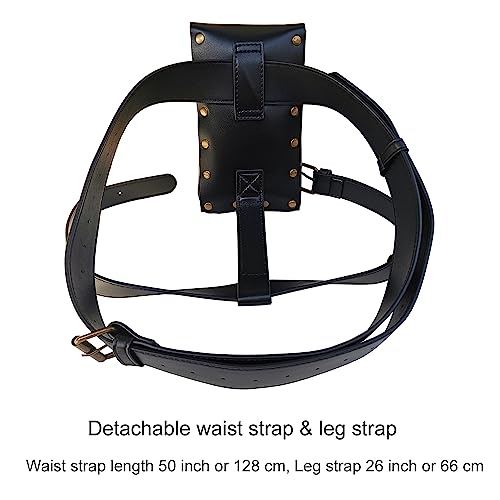Larswon Renaissance Leg Harness Bag - Synthetic Leather Belt Bag for Women Hip Fanny Pack Thigh Harness, Black, M - Image 4