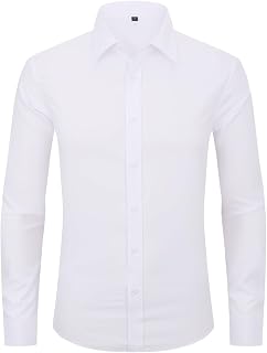 Dress Shirts for Men's Long Sleeve Button Down Shirt Slim Fit Business Formal Stretch Shirt