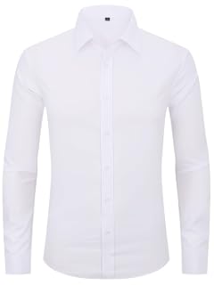 Lumilk. Camisas de vestir para hombre, de manga larga, con botones, ajustadas, para negocios, formales, elásticas