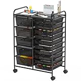 Simple Houseware Utility Cart with 15 Drawers Rolling Storage Art Craft Organizer, Black