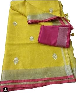 Women's Bhagalpuri Linen Saree With Blouse Piece
