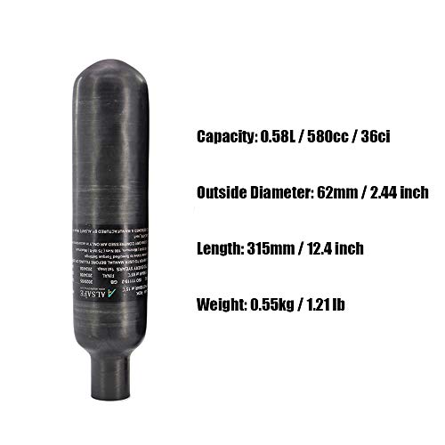 IORMAN 4500psi High Pressure Composite Cylinder Carbon Fiber PCP Paintball Air Tank (Empty Bottle) (0.58L CE Tank)