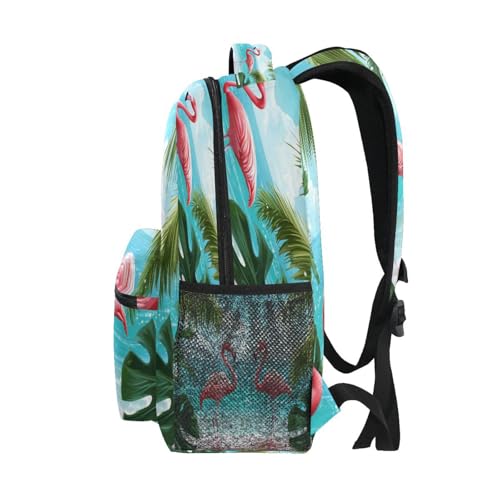 Dussdil Summer Beach Pink Flamingos Bird (4) Kids Backpack School Backpacks for Boys Girls 16 IN Book Back Pack Bag Casual Travel Daypack with Adjustable Shoulder Strap Zipper4