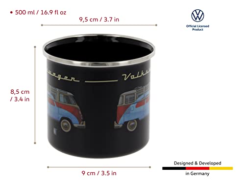 Brisa Vw Collection - Volkswagen Samba Bus T1 Camper Van Enamel Coffee Mug, Tea Cup For Kitchen, Garage, Office - Camping-Equipment/Gift-Idea/Souvenir (Design: Enamel/Vw Bus/Beetle/Black/Red/Blue) #TOP2