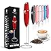 Bean Envy Milk Frother Handheld, Perfect For The Best Latte - Whip Foamer - Includes Stainless Steel Stand - Red
