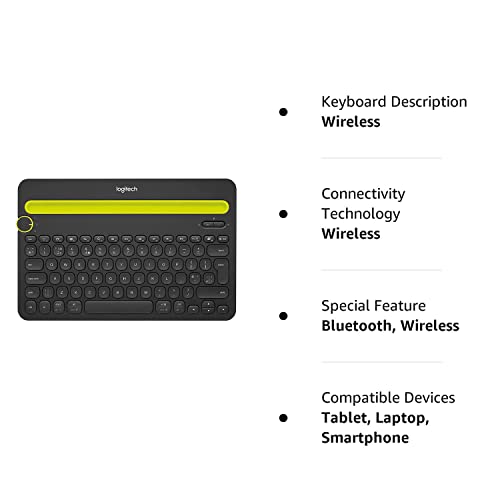 Logitech Bluetooth Multi-Device Keyboard K480 For Computers. Tablets And Smartphones. Black, Compact, Dial And Switch, Spill-Resistant Keyboard - 920-006342 (Renewed) #TOP7