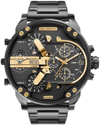 Diesel Mr. Daddy Uhr für Herren, Quarz-Multifunktionswerk mit Edelstahlarmband