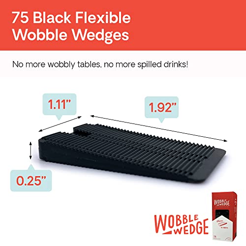 Image of Wobble Wedges Flexible Plastic Shims - Leveling Shims for Home Improvement, Furniture Levelers, Table, and Toilet for Leveling - Made in USA Plastic Wedges Shim for Appliances (Black, 75-Pack)