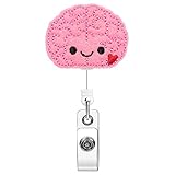 Soleebee Brain Badge Reel, Retractable Nurse Badge Holder With Belt Clip, Cute Felt ID Holder for Doctors, Teachers, Students