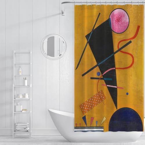 Rideau de douche géométrique marron 150x180cm lavable