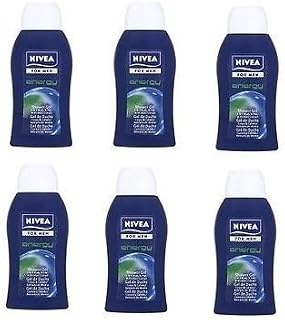 6 X Energy Shower Gel - Mini Nivea Travel Size, for Men, 50ml