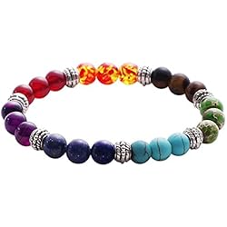 Pulseras Aesthetic Mujer Sonew Pulsera de cuentas de lava 7 chakras cuerda elástica brazaletes de pulseras de cuentas de yoga de piedra natural para hombres mujeres