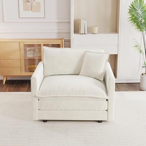 Sillón Plegable Chenille Blanco miniatura 3