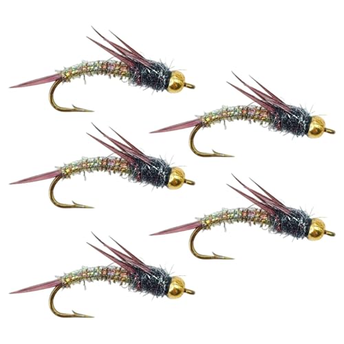 Yiju 5Pcs Fly Stonefly Baits Lifelike with Hook Fishing Jig, Artificial Hard Jig for Salmon, Pike River Perch Catfish