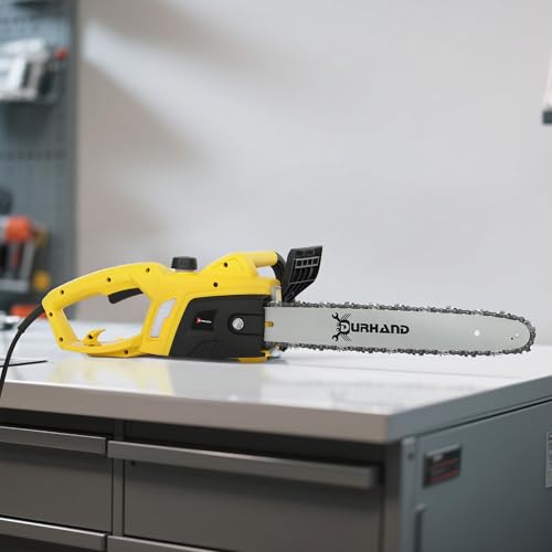 DURHAND 2000W Powerful Electric Chainsaw, 16" Aluminium Blade Portable Corded Chain Saw, 7250rpm Chain Saw for Garden Tree Pruning, 13m/s Chain Speed Auto Chain Lubrication to Cut Wood, Yellow - Image 9