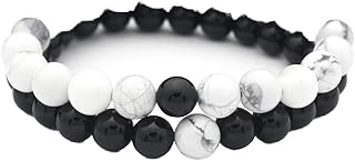 Couples Bracelet Classic Natural Volcanic Rock Lava Stone White and Black Bracelets for Men Women