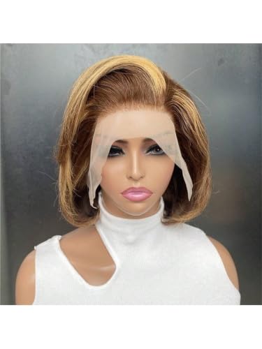 Short Bob Human Hair Wigs Straight Pixie Cut 13x4 Transparent