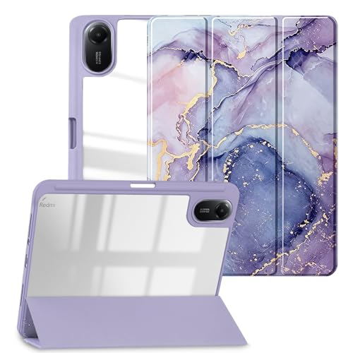 CiimWaa Etui do Xiaomi Redmi Pad 2, 11" 2025, z uchwytem na długopis, przezroczyste, cienkie etui ochronne, etui na tablet do samochodu sen/budzenia się, marmurowy wzór, etui do Redmi Pad 2, 11
