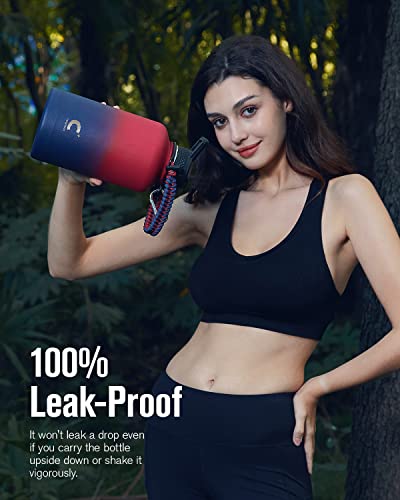 Coolplus Half Gallon Water Bottle Insulated With Paracord Handle & 3 Lids, 64 Oz Water Jug Big Large Metal Stainless Steel Flask For Outdoor, 24H Hot 48H Cold, Leak Proof & Bpa-Free #TOP4