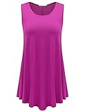 JollieLovin Womens Sleeveless Comfy Plus Size Tunic Tank Top With Flare Hem - Fushia, L