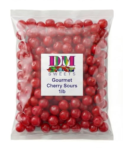 Cherry Sours Candy Balls - 1 lb Bulk Bag of Gourmet Tart Chewy Sweet and Sour Red Treats