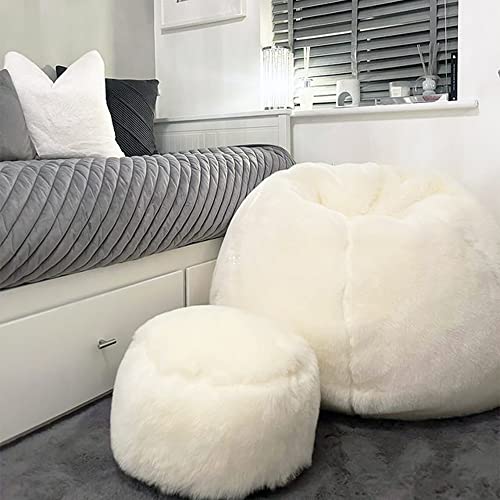 rucomfy Beanbags Hygge Faux Fur Bean Bag Chair for Adults - Extra Large Luxurious Fluffy Seating for Home Lounge and Bedroom - Arrives with Filling - 80 x 110cm (Natural)