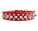 8"-10" Red Faux Leather Spiked Studded Dog Collar 7/8" Wide for Small/X-Small Breeds and Puppies