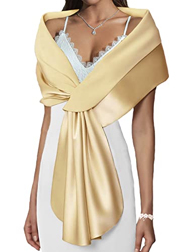 Châles mariée étole en satin champagne pour réchauffer vos épaules en soirée