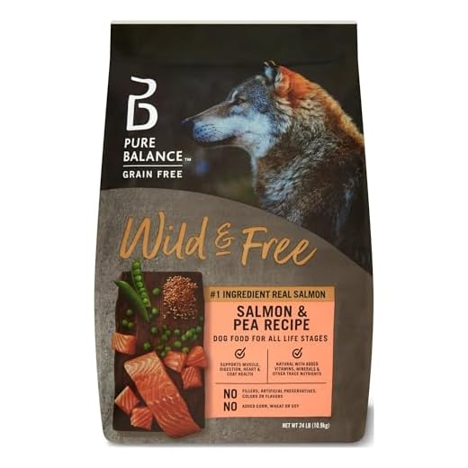 Pure Balance Wild & Free Salmon & Pea Recipe Dry Dog Food, Grain-Free, 24 lbs – Natural Nutrition for All Dog Life Stages, No Fillers or Artificial Preservatives, Supports Healthy Coat & More (24 lbs)