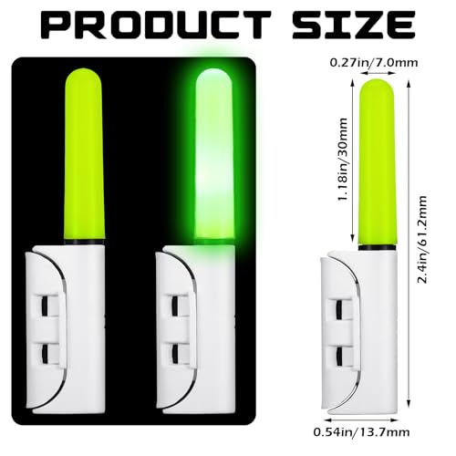 Glooglitter 6 Pcs Fishing Glow Sticks LED Fishing Pole Light Night Fish Alert Glow Stick with 8 Pcs Rechargeable CR425 Battery and Battery Charger(Green Light,Classic Style) by Glooglitter - Image 3