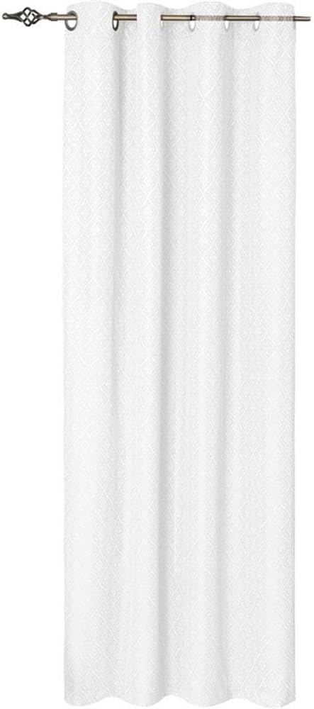Pemberly Row Wrinkle Free Curtain, 84" L x 38" W, 100% Polyester, White, Room Darkening, Modern and Classic Design for Living Room or Bedroom Windows, Sun and Cold Protection