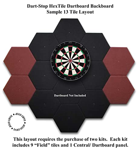 Dart-Stop Professional Dart Board Backboard, HexTile | Wall Protector | Dartboard Surround (Black)