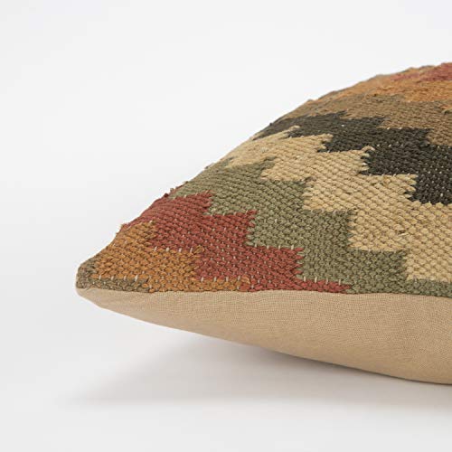 Rizzy Home T05804 Decorative Pillow, 18 In X 18 In, Orange/Yellow/Red #TOP2
