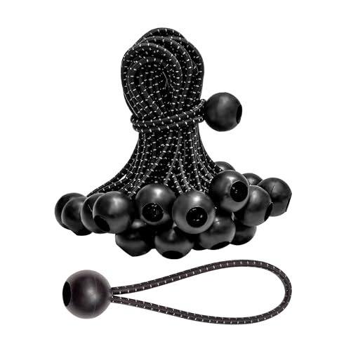 DJDAJIA Ball Bungee Cords 6 Inch, 50PCS Bungee Cords with Balls, Reflective Bungee Balls for Tarp, Camping Tent, Gazebo, Awning, Bungee Cord Balls Heavy Duty Fixed Hoses, Indoor&Outdoor UV Resistant