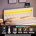 GREENSTELL Headboard for Queen Size Bed with 60,000 DIY Color of LED Light, USB & Type C Post, Attach Frame, Height Adjustable, White Leather Wall Mounted Head Boards Only, Sturdy & Stable, Queen