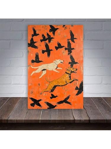 Affiche sur toile abstraite d'animaux en mouvement 80x120 cm sans cadre pour salon