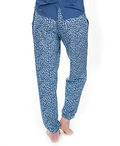 Cool Girl Women's Keep It Basic Cooling & Moisture Wicking Pajama Jogger Sleep Pant Pant, Blue Leopard, Large #TOP1