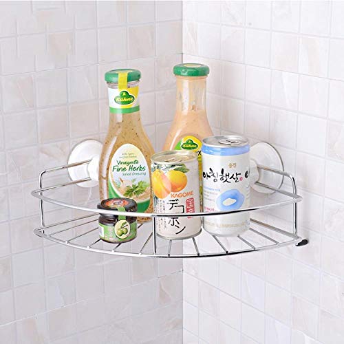Storage Shelves - Home Storage Fan-Shaped Bathroom Suction Corner Rack with Removable Wall Mount Holder Shelf for Bath Kitchen Organizer