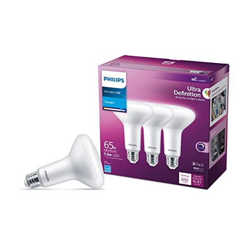 Philips Led Flicker-Free Frosted Dimmable Br30 Light Bulb - Eyecomfort Technology - 650 Lumen - Daylight (5000K) - 7.5W=65W - E26 Base - Title 20 Certified - Ultra Definition - Indoor - 3-Pack #TOP14