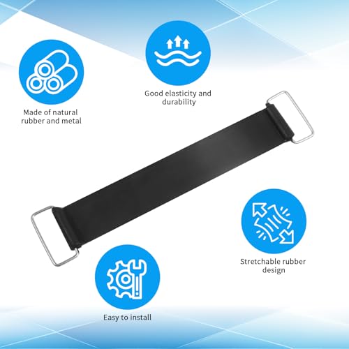 2 Pcs Rubber Battery Strap Hold Down Elastic Battery Straps, Stretchable Motorcycle Batteries Rubber Tie Down Strap with Metal Buckles for Boats Motorcycle Rv Scooter Accessories - Thumbnail 3