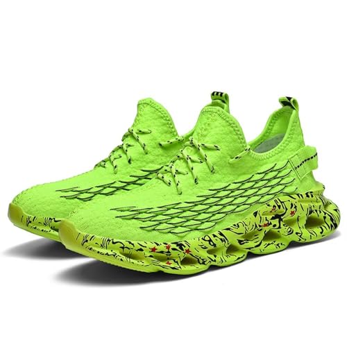 Jakcuz Big Size Fish Scale Pattern Mesh Slip on Walking Shoes for Men Running Athletic Gym Casual3