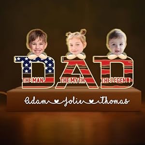 Personalized Father’s Day Acrylic LED Night Light, Customized Night Light for Dad, Custom Text and Kid’s Photo, Dad Gift, Fathers Day Christmas Birthday Gifts, New Dad Decor, Gift for Dad