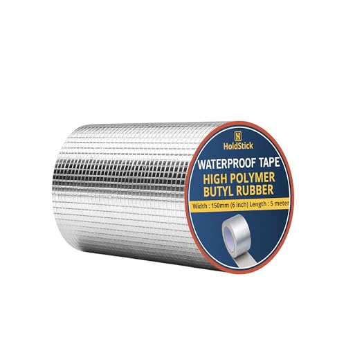 Image of Waterproof Butyl Tape, Heavy Duty Aluminium Foil Repair Tape for Roof Leaks, Pipe Cracks, Window Gaps, Water Tanks, Boat Sealing, HVAC Insulation, Strong Adhesive (150mm x 5M, Pack of 1)