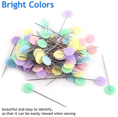 RuiChy 200 Pcs Flat Head Sewing Pins with Storage Box, Assorted Colors Button Flower Shape Decorative Dressmaking Pins, Straight Quilting Pins for DIY Craft Projects Dressmaker Jewelry Decoration